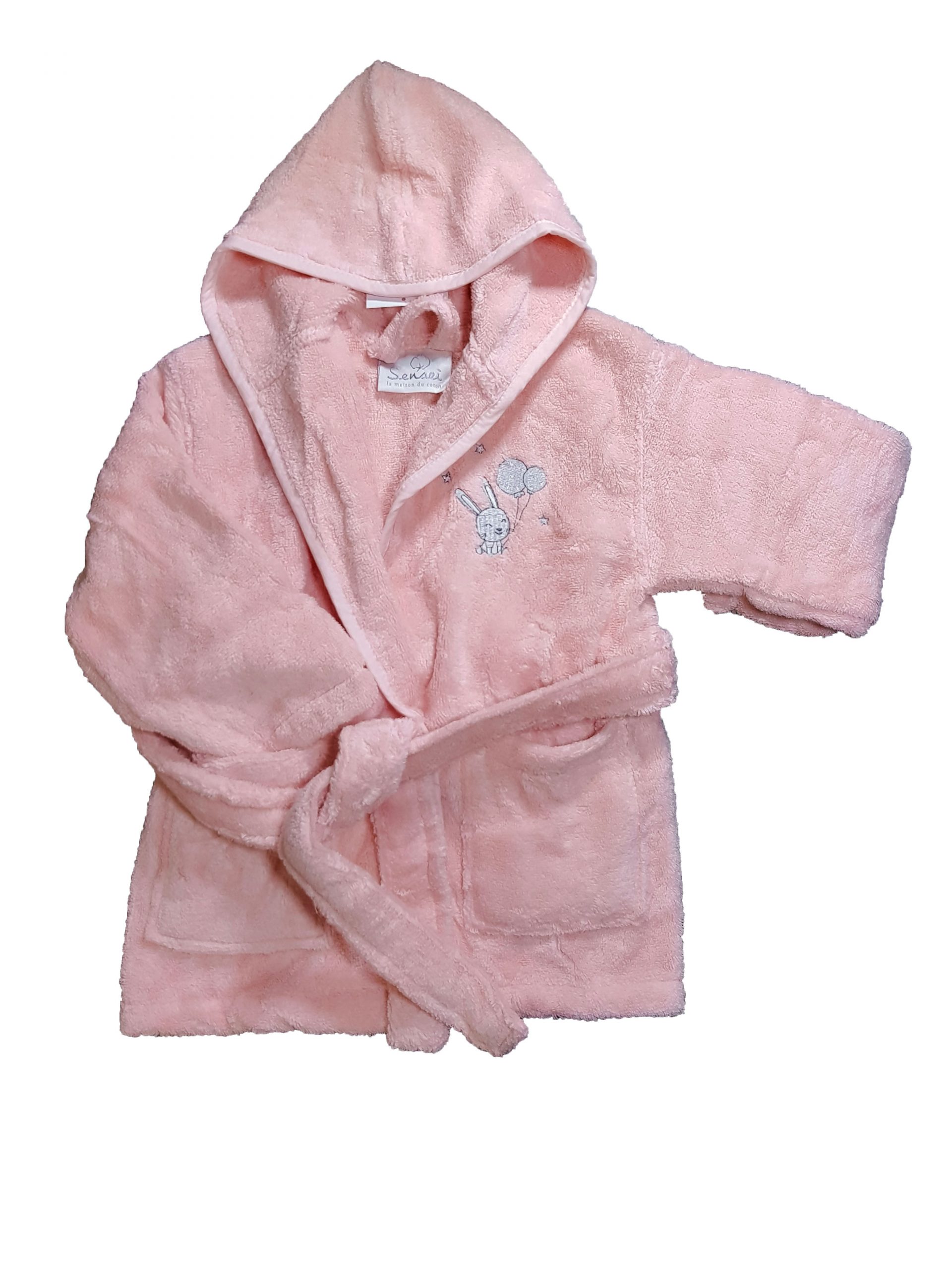 Peignoir rose enfant petit lapin avec capuche