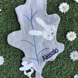 Doudou attache sucette lapin à personnaliser