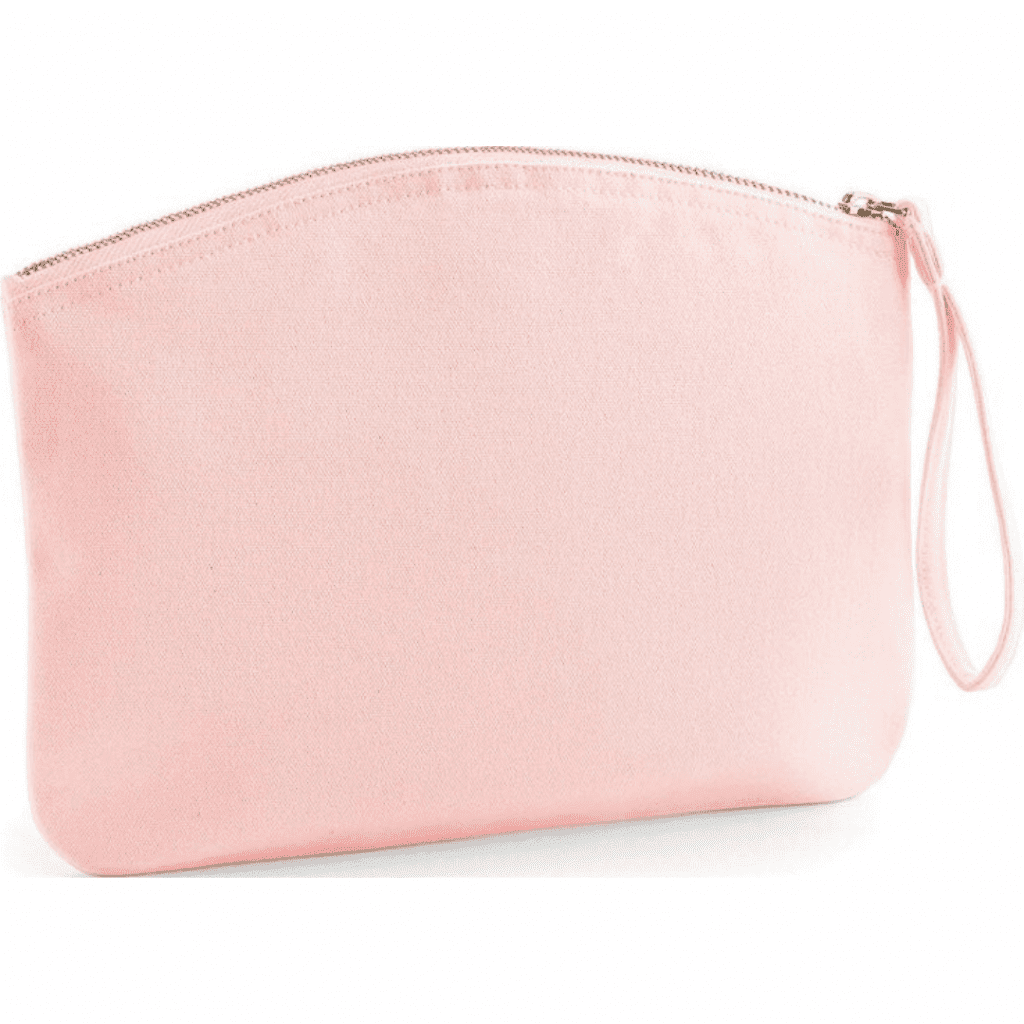 Pochette en coton rose pâle avec dragonne, à personnaliser par broderie