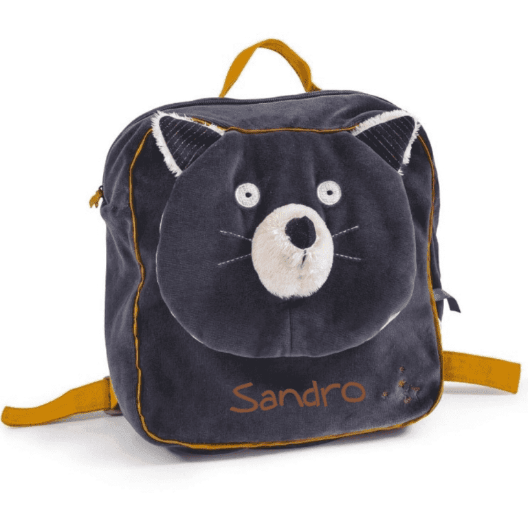 Sac à dos chat gris à personnaliser Les Moustaches Moulin Roty