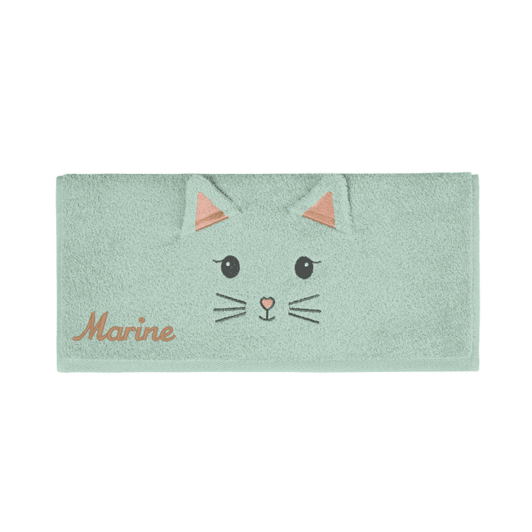 Serviette de toilette bébé chat à personnaliser