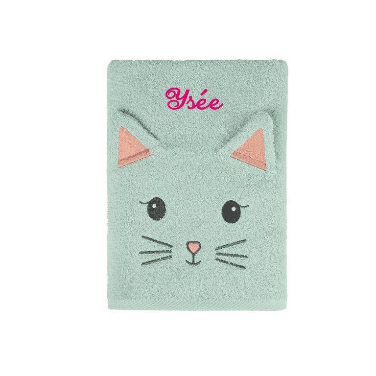 Drap de bain bebe chat à personnaliser