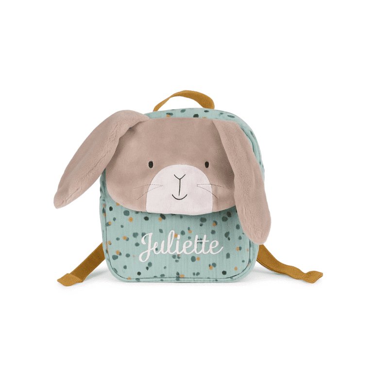 Sac à dos lapin vert personnalisé - Moulin Roty