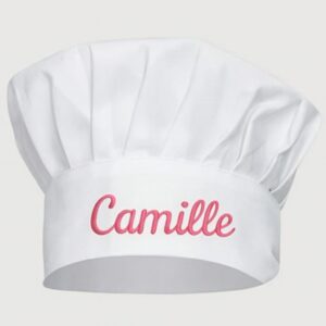 Toque de cuisine blanche unisexe avec prénom brodé – personnalisable