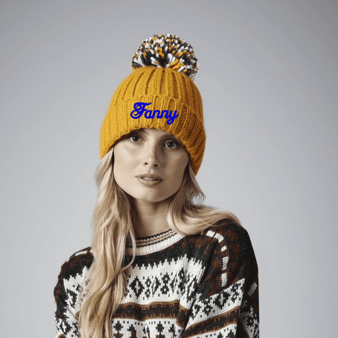Bonnet pompon personnalisable tricot épais doublure chaude – Sudbroderie