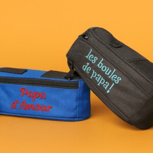 Sacoche de pétanque à personnaliser avec broderie – modèle noir et bleu brodé