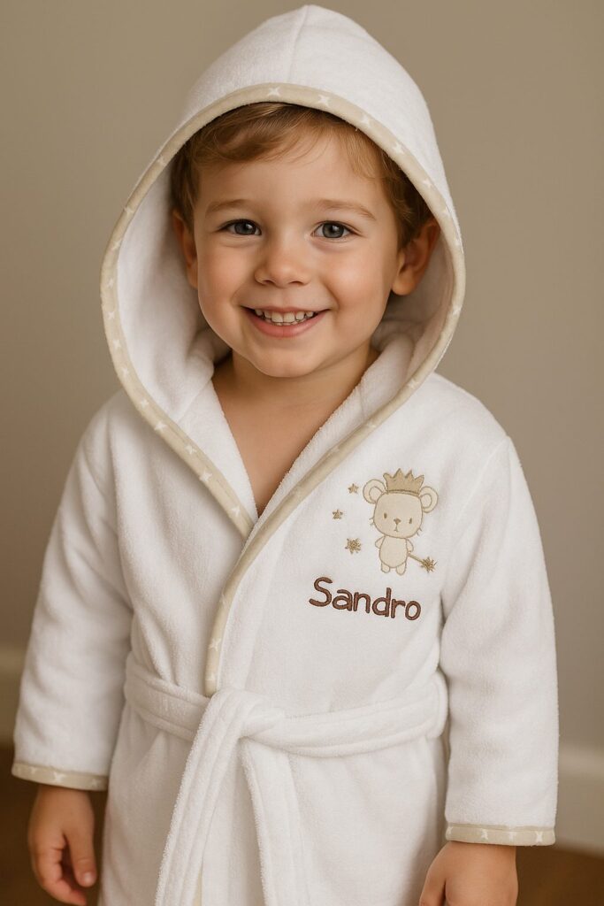 Peignoir enfant blanc avec capuche