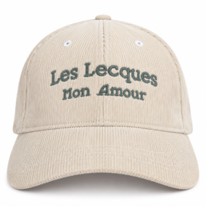 Casquette ivoire en velours côtelé avec broderie Les Lecques Mon Amour